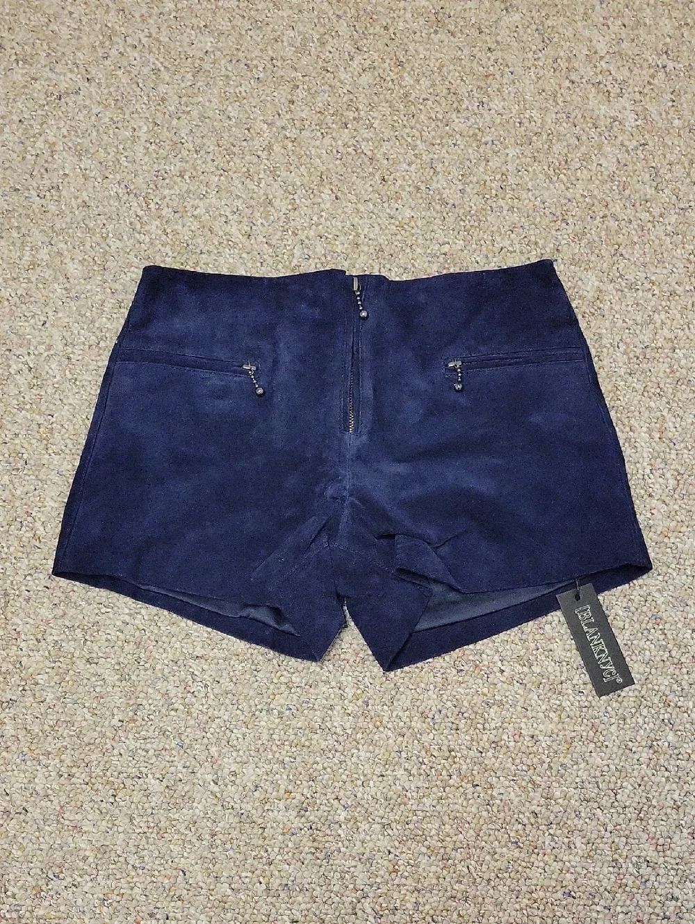 Blank NYC Navy Suede High Waist Shorts Sz 26. New Festival Summer Indie Sleeze